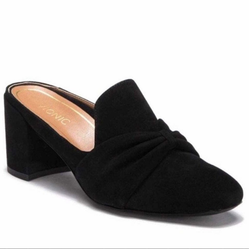 VIONIC Black Presley Suede Mules Size 6.5